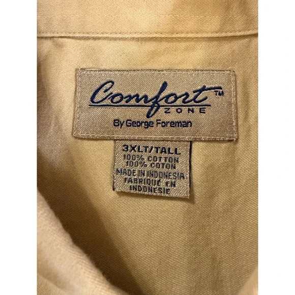 Big & Tall George Foreman Comfort Zone 3XL Khaki Beige S/S shirt - Picture 6 of 6
